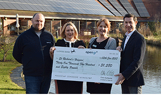 Open-GI-present-2016-charity-partner-St-Richards-Hospice-with-cheque Open GI present St Richards Hospice with a cheque for £31, 580, as culmination of fund raising in 2016