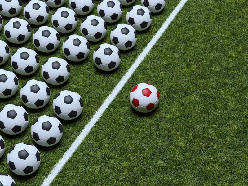 footballs-field-ratings Footballs on field, one red - Ratings